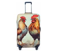 GFLFMXZW Copertura per bagagli da viaggio con gallo e gallina, alla moda, adatta per bagagli da 45,7 a 81,3 cm, Nero , L