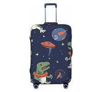 GFLFMXZW Copertura per bagagli da viaggio divertente astronauta dinosauro razzo valigia copre per bagagli moda valigia protezione per bagagli 45,7-81,3 cm, Nero , M