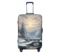 GFLFMXZW Copertura per bagagli invernale con scena innevata, elegante, lavabile, elasticizzata, antigraffio, per bagagli da viaggio da 45,7 a 78,7 cm, Nero , M