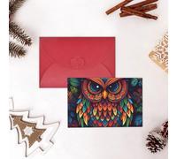GFLFMXZW Divertente biglietto di San Valentino colorato gufo modello biglietti di auguri vuoti con buste biglietto di compleanno biglietto di nozze biglietto simpatia pensare a te carta