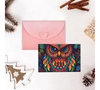 GFLFMXZW Divertente biglietto di San Valentino colorato gufo modello biglietti di auguri vuoti con buste biglietto di compleanno biglietto di nozze biglietto simpatia pensare a te carta