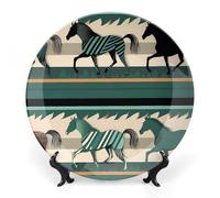 GFLFMXZW Piatto decorativo in porcellana Bone China con espositore a strisce di cavallo Piatti decorativi in ceramica rotondi piatti da pranzo in ceramica Artigianato Ornamenti in ceramica per la