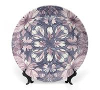 GFLFMXZW Piatto decorativo in porcellana Bone China con espositore Alcuni motivi floreali Piatti decorativi in ceramica Rotondo Piatto da pranzo in ceramica Artigianato Ornamenti in ceramica per Home