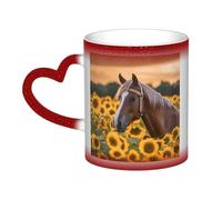 GFLFMXZW Tazza cambia colore giallo girasole cavallo tazza da caffè in ceramica tazze da caffè tazza creativa tazza da caffè tazza magica tazza da tè magica