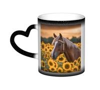 GFLFMXZW Tazza cambia colore giallo girasole cavallo tazza da caffè in ceramica tazze da caffè tazza creativa tazza da caffè tazza magica tazza da tè magica