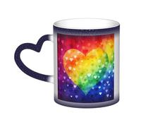 GFLFMXZW Tazza che cambia colore colorato arcobaleno amore cuore tazza da caffè in ceramica tazze da caffè tazza creativa tazza magica tazza da tè magica