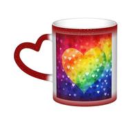 GFLFMXZW Tazza che cambia colore colorato arcobaleno amore cuore tazza da caffè in ceramica tazze da caffè tazza creativa tazza magica tazza da tè magica