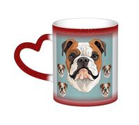 GFLFMXZW Tazza che cambia colore con facce di bulldog inglese, tazza da caffè in ceramica tazza creativa tazza magica tazza da tè magica