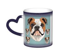 GFLFMXZW Tazza che cambia colore con facce di bulldog inglese, tazza da caffè in ceramica tazza creativa tazza magica tazza da tè magica