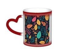 GFLFMXZW Tazza che cambia colore con foglie in stile cartone animato, tazza da caffè in ceramica, tazza da caffè creativa, tazza magica da tè