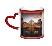 GFLFMXZW Tazza che cambia colore del Museo del Louvre a Parigi, tazza da caffè in ceramica tazza creativa tazza magica tazza da tè magica