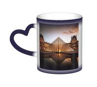 GFLFMXZW Tazza che cambia colore del Museo del Louvre a Parigi, tazza da caffè in ceramica tazza creativa tazza magica tazza da tè magica