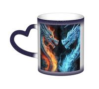 GFLFMXZW Tazza che cambia colore ghiaccio e fuoco draghi tazza da caffè in ceramica tazze da caffè tazza creativa tazza magica tazza da tè magica