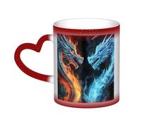GFLFMXZW Tazza che cambia colore ghiaccio e fuoco draghi tazza da caffè in ceramica tazze da caffè tazza creativa tazza magica tazza da tè magica
