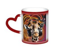 GFLFMXZW Tazza che cambia colore Giraffa Ascoltare la musica Tazza da caffè in ceramica Tazza da caffè Tazza creativa Tazza magica Tazza da tè magica