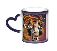 GFLFMXZW Tazza che cambia colore Giraffa Ascoltare la musica Tazza da caffè in ceramica Tazza da caffè Tazza creativa Tazza magica Tazza da tè magica