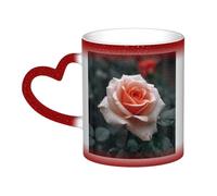GFLFMXZW Tazza che cambia colore romantico fiore rosa tazza da caffè tazze da caffè in ceramica tazza creativa tazza magica tazza da tè magica