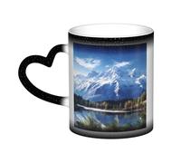 GFLFMXZW Tazza da caffè in ceramica con montagne innevate che cambiano colore, tazze da caffè creative, tazze magiche da tè magiche