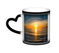 GFLFMXZW Tazza da caffè in ceramica con orizzonte all'alba che cambia colore, tazza da caffè creativa, tazza magica da tè