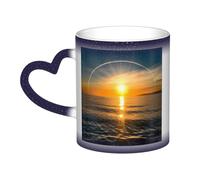 GFLFMXZW Tazza da caffè in ceramica con orizzonte all'alba che cambia colore, tazza da caffè creativa, tazza magica da tè