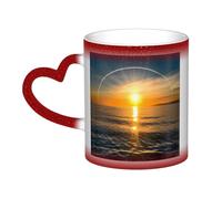 GFLFMXZW Tazza da caffè in ceramica con orizzonte all'alba che cambia colore, tazza da caffè creativa, tazza magica da tè