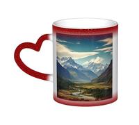 GFLFMXZW Tazza da caffè in ceramica con paesaggio di montagna che cambia colore, tazza da caffè creativa, tazza magica da tè
