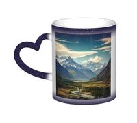 GFLFMXZW Tazza da caffè in ceramica con paesaggio di montagna che cambia colore, tazza da caffè creativa, tazza magica da tè