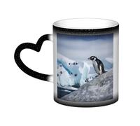 GFLFMXZW Tazza da caffè in ceramica con pinguino di montagna e neve, tazza da caffè creativa tazza magica tazza da tè magica