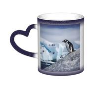 GFLFMXZW Tazza da caffè in ceramica con pinguino di montagna e neve, tazza da caffè creativa tazza magica tazza da tè magica