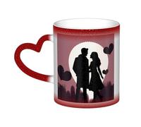 GFLFMXZW Tazza da caffè in ceramica con silhouette di coppia che cambia colore, tazza da caffè creativa, tazza magica da tè
