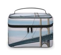 GFLFMXZW Trousse da viaggio per cosmetici da donna, con ponte sospeso Mackinac, borsa per il trucco grande, organizer per il trucco, borsa per la ricezione, ponte sospeso Mackinac, 25 x 18 x 15 cm
