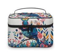 GFLFMXZW Trousse da viaggio per cosmetici da donna, con scimmia e gufo, borsa per il trucco grande per organizzare il trucco, scimmia e gufo, 25 x 18 x 15 cm, borsa per cosmetici