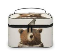 GFLFMXZW Trousse da viaggio per cosmetici da donna, orso in maglione, borsa per il trucco per borsa grande organizer per il trucco, borsa per ricezione, orso in maglione, 25 x 18 x 15 cm, borsa per