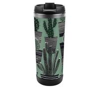GFLFMXZW Tumbler in acciaio inox con stampa di cactus in stile cartone animato con coperchio e cannuccia bicchieri isolati a doppia parete bottiglia d'acqua sottovuoto da viaggio tazza da caffè regalo