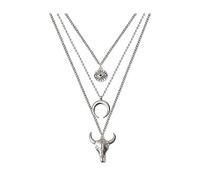 GFLPO Collana a strati Boho per donne uomini collane occidentali per le donne argento mezzaluna collana con ciondolo a catena Evil Eye Bull Head Collana Western Jewelry