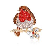 GFM® Brch-DMT-RN - Spilla da donna a forma di pettirosso, con strass scintillanti, per festa della mamma, San Valentino, compleanno, Natale