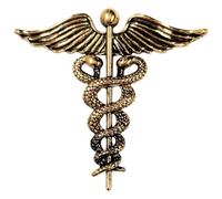 GFM® Caduceus - Spilla da donna con due serpenti intrecciati con ali - Spilla da donna con simbolo medico - Spilla da donna per dottore, infermiera, paramedico, assistenza sanitaria, studente di