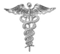 GFM® Caduceus - Spilla da donna con due serpenti intrecciati con ali - Spilla da donna con simbolo medico - Spilla da donna per dottore, infermiera, paramedico, assistenza sanitaria, studente di