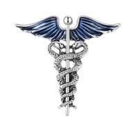 GFM® Caduceus - Spilla da donna con due serpenti intrecciati con ali - Spilla da donna con simbolo medico - Spilla da donna per dottore, infermiera, paramedico, assistenza sanitaria, studente di