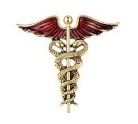 GFM® Caduceus - Spilla da donna con due serpenti intrecciati con ali - Spilla da donna con simbolo medico - Spilla da donna per dottore, infermiera, paramedico, assistenza sanitaria, studente di