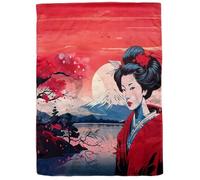 GFM Sciarpa da donna misto seta di alta qualità con stampa artistica giapponese - Stola da donna morbida e leggera (Monte Fuji donna giapponese)(SCF-FS-JPVSLK-7640-A)
