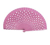 GFM® Ventaglio pieghevole da donna, a pois, stile gitano, per estate, matrimonio, danza, legno (BB), rosa confetto, (SPFAN4-Polka-BGLBSFD)