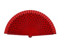 GFM® Ventaglio pieghevole da donna, a pois, stile gitano, per estate, matrimonio, danza, legno (BB), rosso nero (SPFAN4-Polka-VLLKL)
