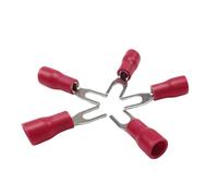 GFORTUN - 100 terminali a forchetta rossa a U per cavi isolati, pressati a freddo, 22-16AWG #4