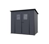 GFP Primeyard Casetta da giardino in plastica 213x145x199 cm antracite | Armadio da esterno per attrezzi - Struttura robusta in polipropilene - Resistenza del tetto ai carichi: circa. 75 kg/m²