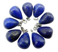 Gfsdjalkj 12pcs Natural Stone Quartz Crystal Turcheses Tiger Eye Aventurine Water Droplets Pendente Gioielli Adatti for la creazione di Accessori for Collana (Metal Color : No.25)