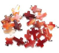 Gfsdjalkj 24pcs Natural Stone Quartz Crystal Tiger Eye Lapis Turquoise Cross Pendants for Gioielli Fai da Te Fabbricazione di collane Accessori (Metal Color : No.1)