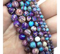 Gfsdjalkj Natural Purple Blue Sea Storm Stone Jaspers Round Natural Stone Perline for Il processo di Gioielli Fai da Te Bracciali Perline distanziali 4 6 8mm Artesanías hechas a Mano