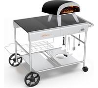 GFTIME Carrello per pizza migliorato per Koda/Karu/Fyra 16 & 12, 128 x 64 x 78 cm, carrello da cucina, carrello da portata per Ninja Woodfire, Blackstone Griddle, carrello per Weber serie Q