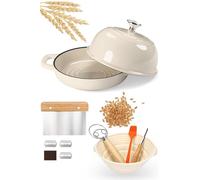 GFTIME Casseruola in ghisa per il pane, casseruola con coperchio, 5 quart olandese, teglia per il pane con cestello di lievitazione, monotagliere, frullatore per impasto, pentola in ghisa per cucina